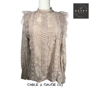 Cable & Gauge Beige Lace Blouse